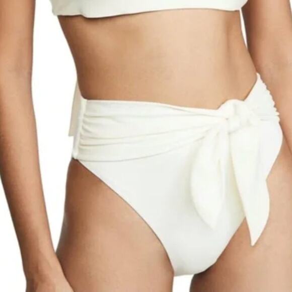 Agua Bendita Isabella Cream Tie-Front Bikini Bottoms - Picture 1 of 6